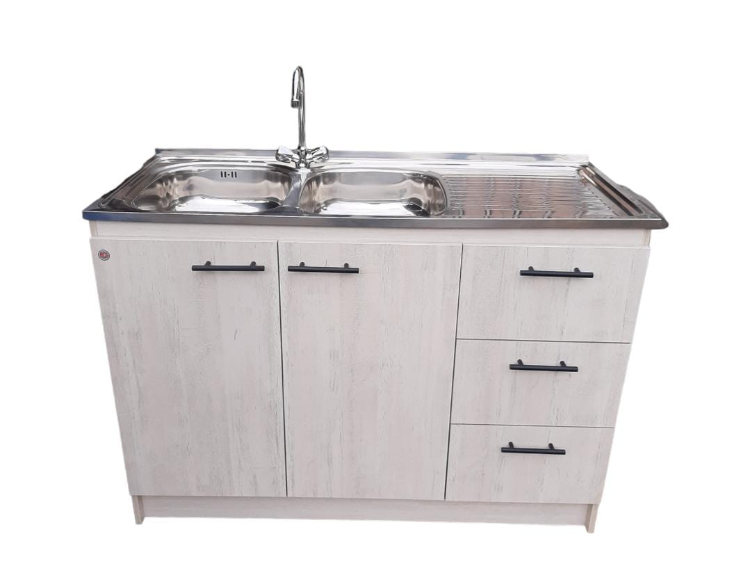 Mueble Kit Lavaplato Gris+grifería 120x50 Secado Der