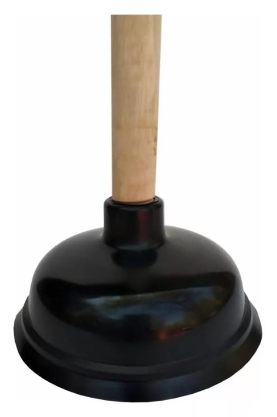 Sopapo Negro Destapa Cañería Con Mango Madera 47 Cm