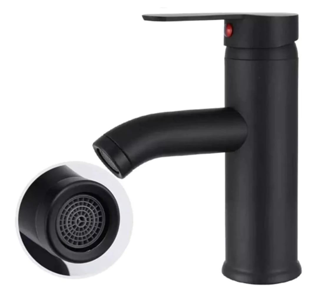 Llave Grifo Lavamanos Monomando Negro Mate