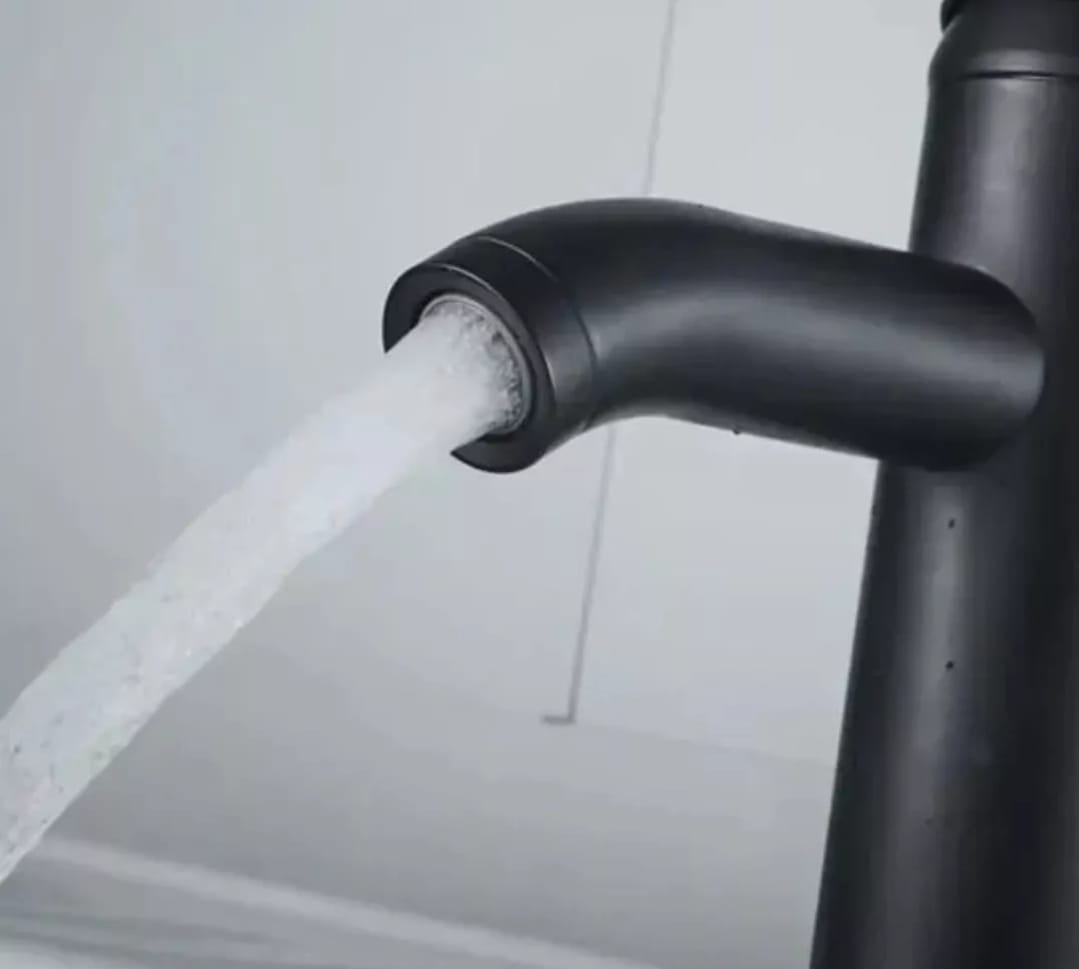 Llave Grifo Lavamano Monomando Vanitorio Alto Negro Mate