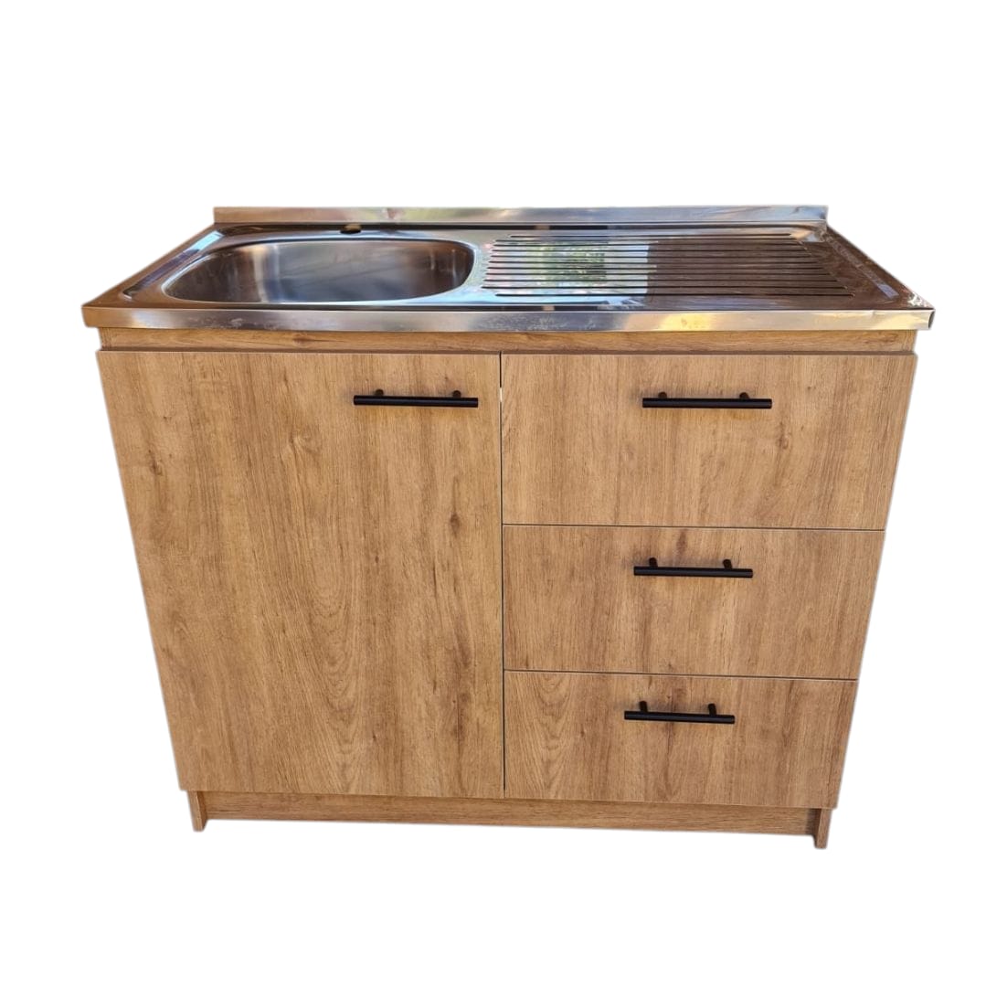 Kit Mueble Lavaplatos 100 Cm Zahara 100x50x85cm Marrón Claro Marrón Claro