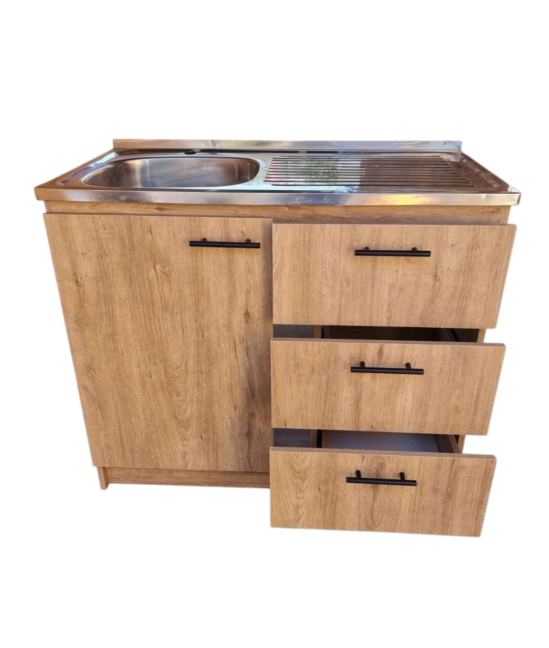 Kit Mueble Lavaplatos 100 Cm Zahara 100x50x85cm Marrón Claro Marrón Claro