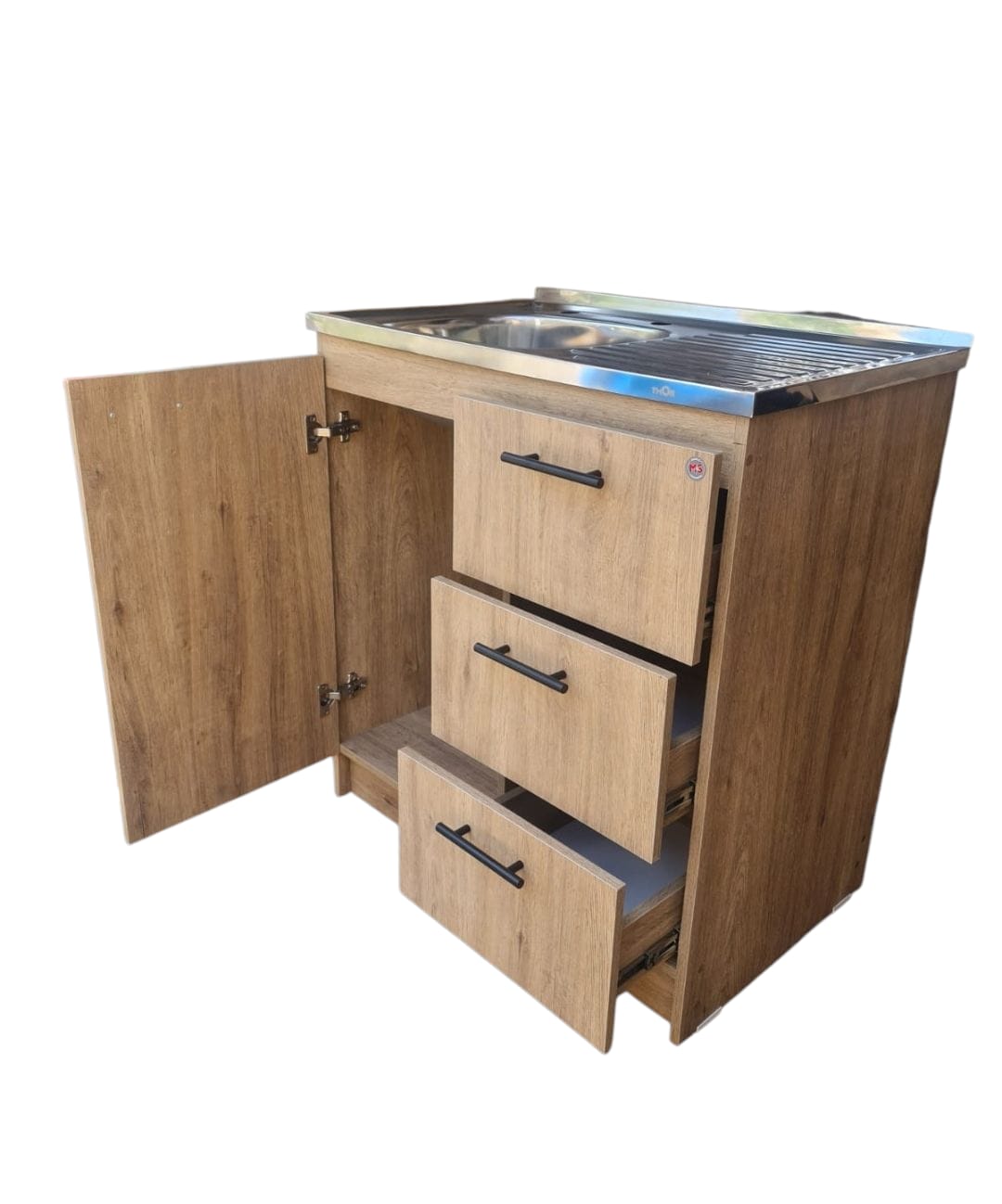 Kit Mueble Lavaplatos 80 Cm Zahara 80x50x85 Cm Marrón Claro