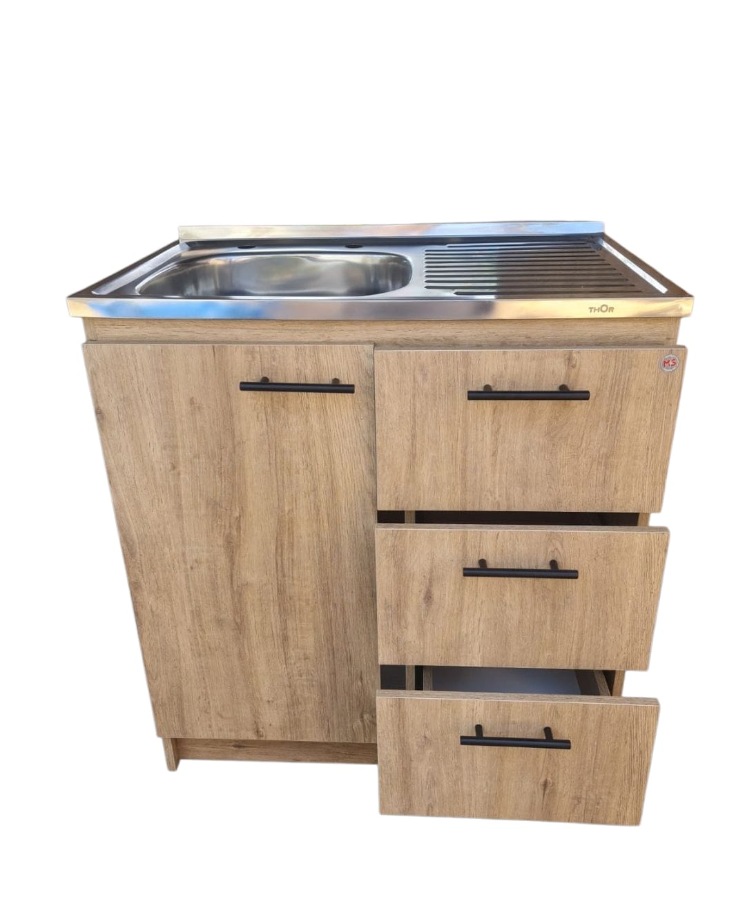 Kit Mueble Lavaplatos 80 Cm Zahara 80x50x85 Cm Marrón Claro
