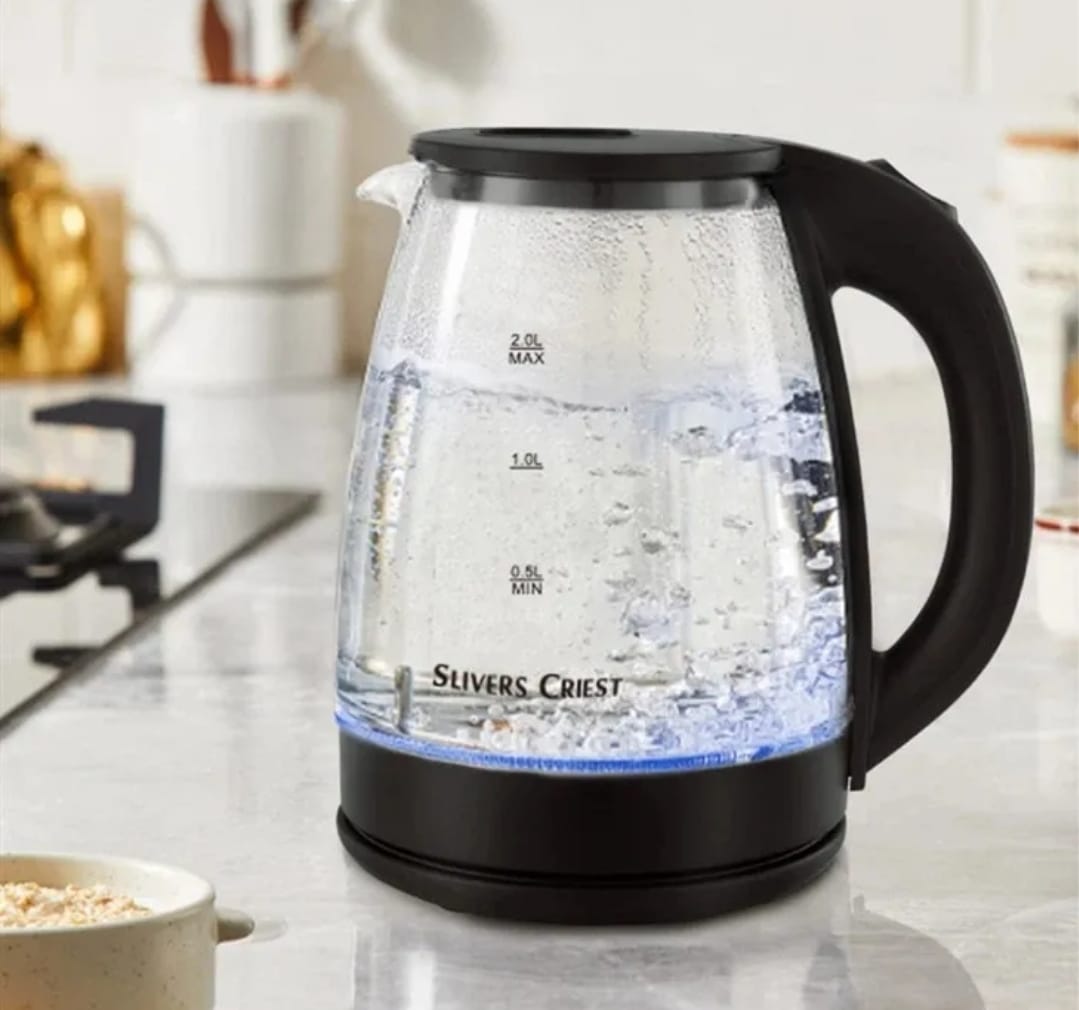 Hervidor De Agua 2 Litros De Vidrio Slivers Criest Negro