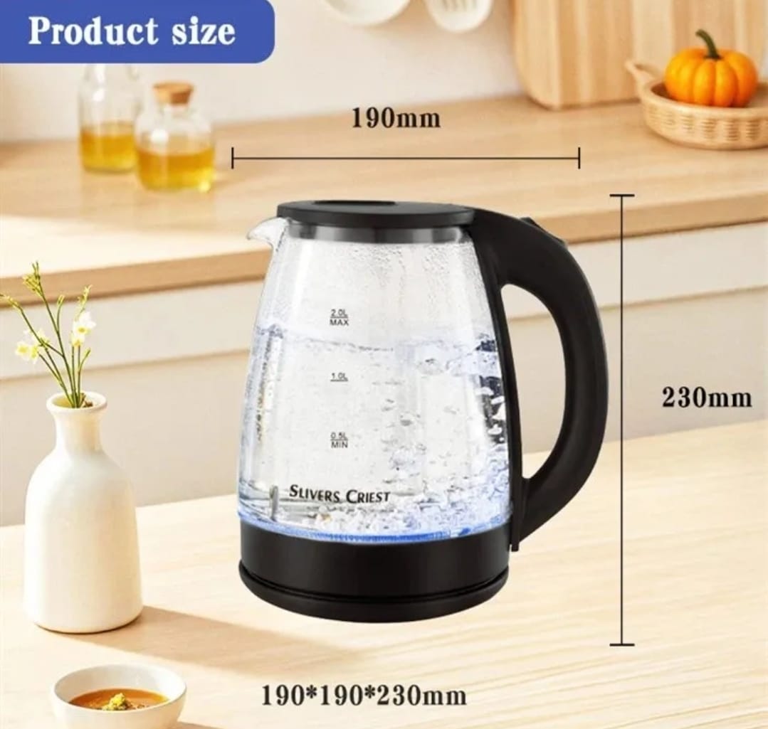 Hervidor De Agua 2 Litros De Vidrio Slivers Criest Negro