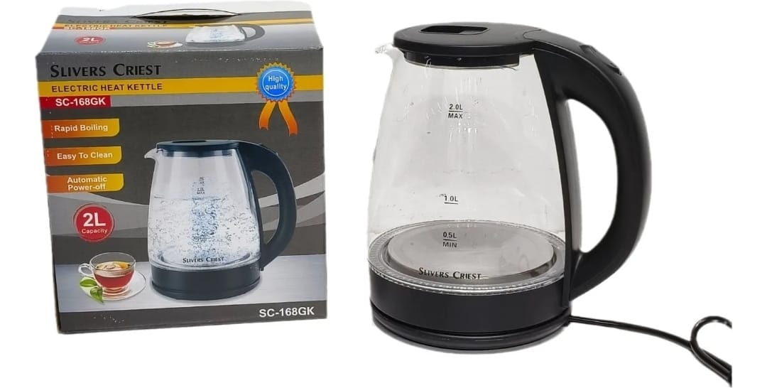 Hervidor De Agua 2 Litros De Vidrio Slivers Criest Negro