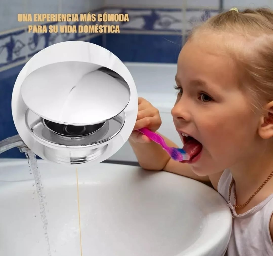 Metal Desague Tapon Contra Push P Lavabo Baño sin Rebalse