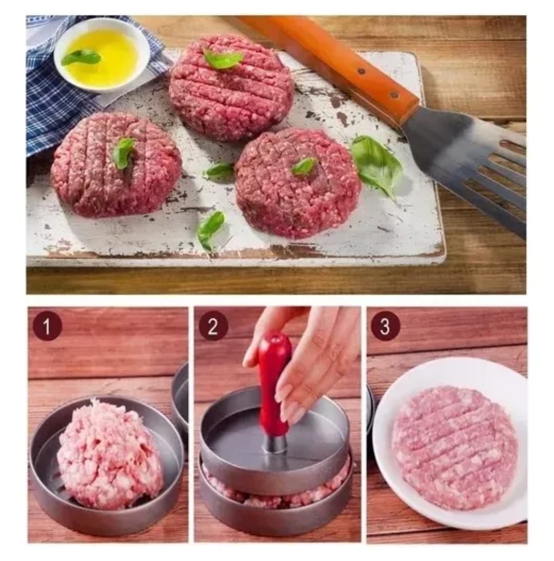 Molde Prensa Hamburguesas Excelente Calidad Burguer Plateado