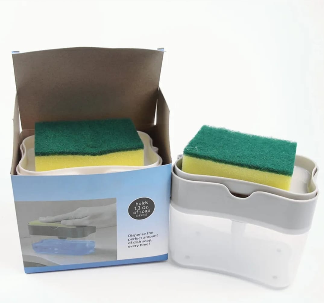 Dispensador Lavaloza Jabón Auto. Detergente Esponja Regalo