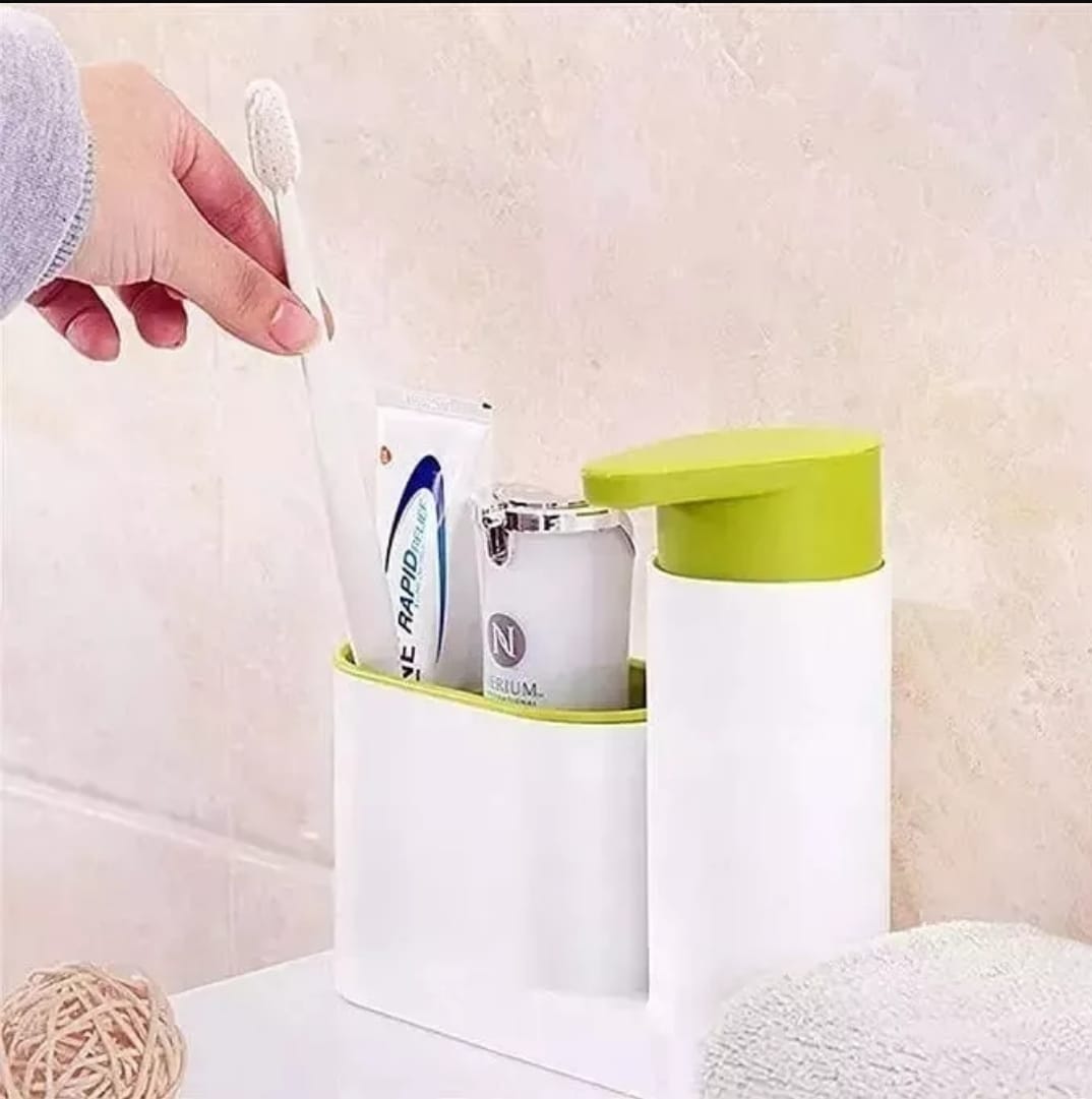 Dispensador Jabón Líquido Lavalozas Lavaplatos Porta Esponja Blanco