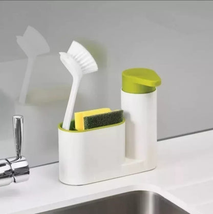 Dispensador Jabón Líquido Lavalozas Lavaplatos Porta Esponja Blanco