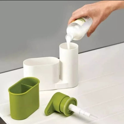 Dispensador Jabón Líquido Lavalozas Lavaplatos Porta Esponja Blanco