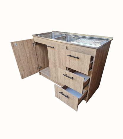 Kit Mueble Lavaplatos 120 Cm Zahara 120x50x85cm Marrón Claro Marrón Claro