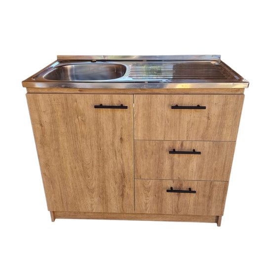 Kit Mueble Lavaplatos 100 Cm Zahara 100x50x85cm Marrón Claro Marrón Claro