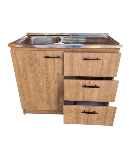 Kit Mueble Lavaplatos 100 Cm Zahara 100x50x85cm Marrón Claro Marrón Claro