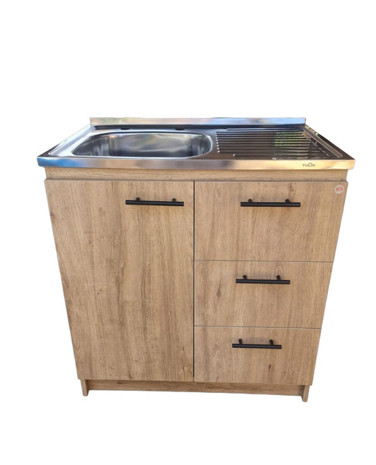 Kit Mueble Lavaplatos 80 Cm Zahara 80x50x85 Cm Marrón Claro