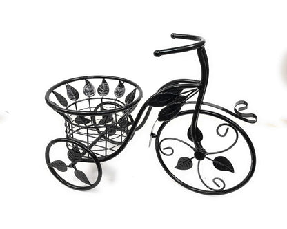Macetero De Metal De Bicicleta, Color Negro, 42 Cm De Largo. Negro Bicicleta
