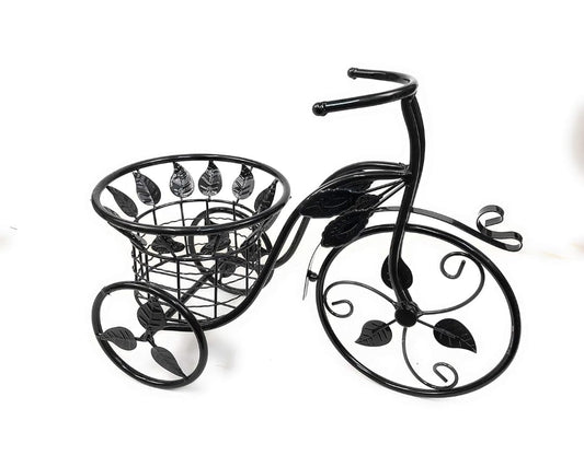 Macetero De Metal De Bicicleta, Color Negro, 42 Cm De Largo. Negro Bicicleta