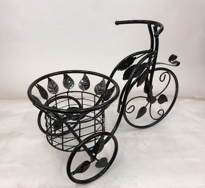 Macetero De Metal De Bicicleta, Color Negro, 42 Cm De Largo. Negro Bicicleta