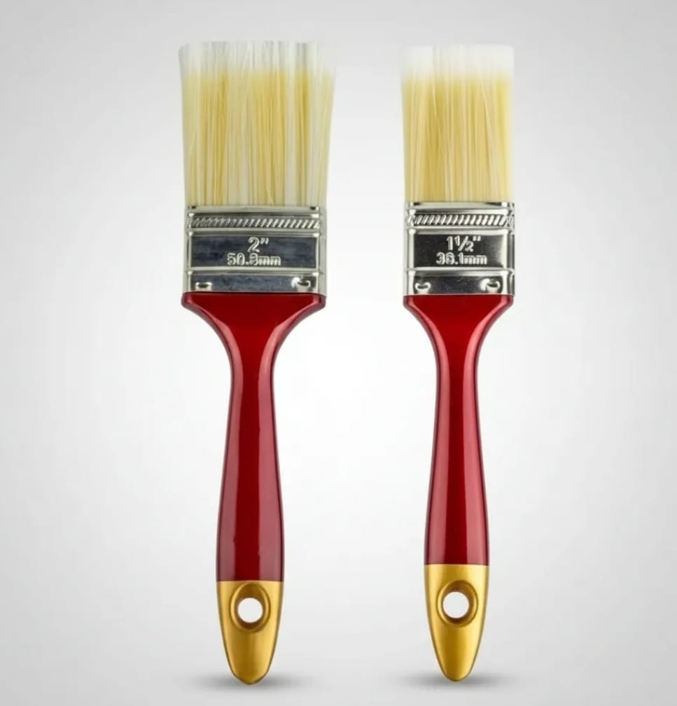 Pack De 3 Brochas Pintor 1 - 1.5 Y 2 Pulg Madera Metal Rojo Bordó