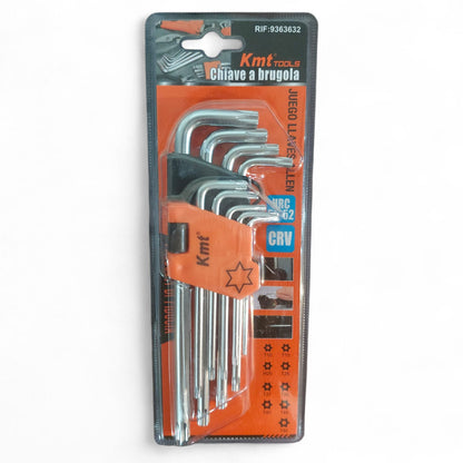 Set Juego De Llaves Allen Punta Estrella 9 Piezas Plateado Plateado