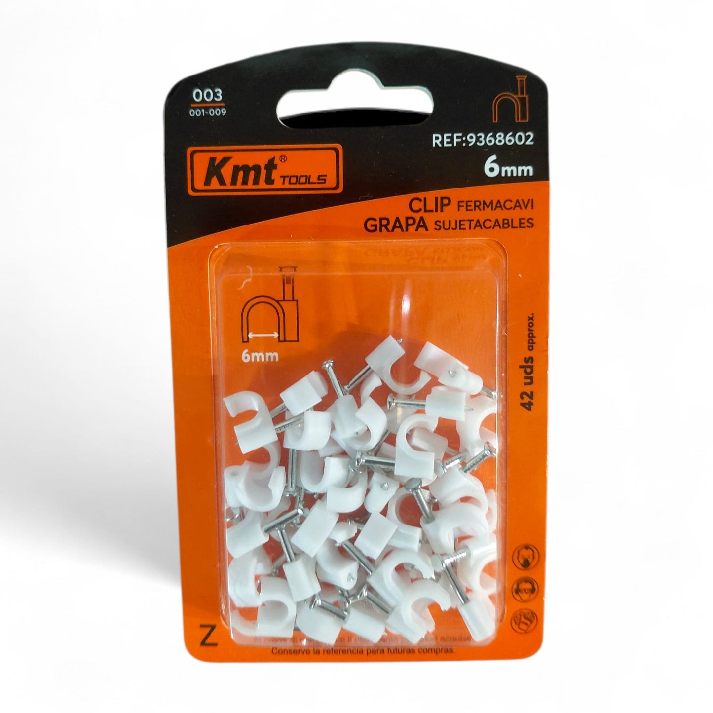 Grapa Grampa Con Clavo Para Cable Set 6mm, 42 Unidades Blanco