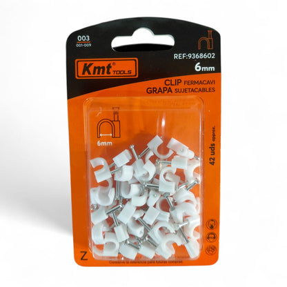 Grapa Grampa Con Clavo Para Cable Set 6mm, 42 Unidades Blanco
