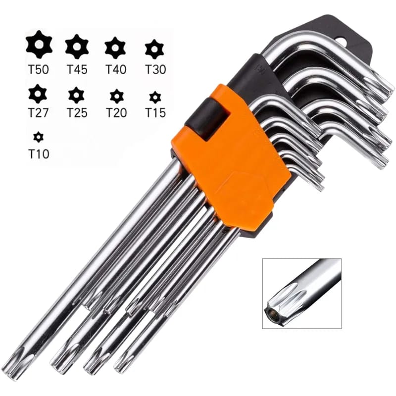 Set Juego De Llaves Allen Punta Estrella 9 Piezas Plateado Plateado