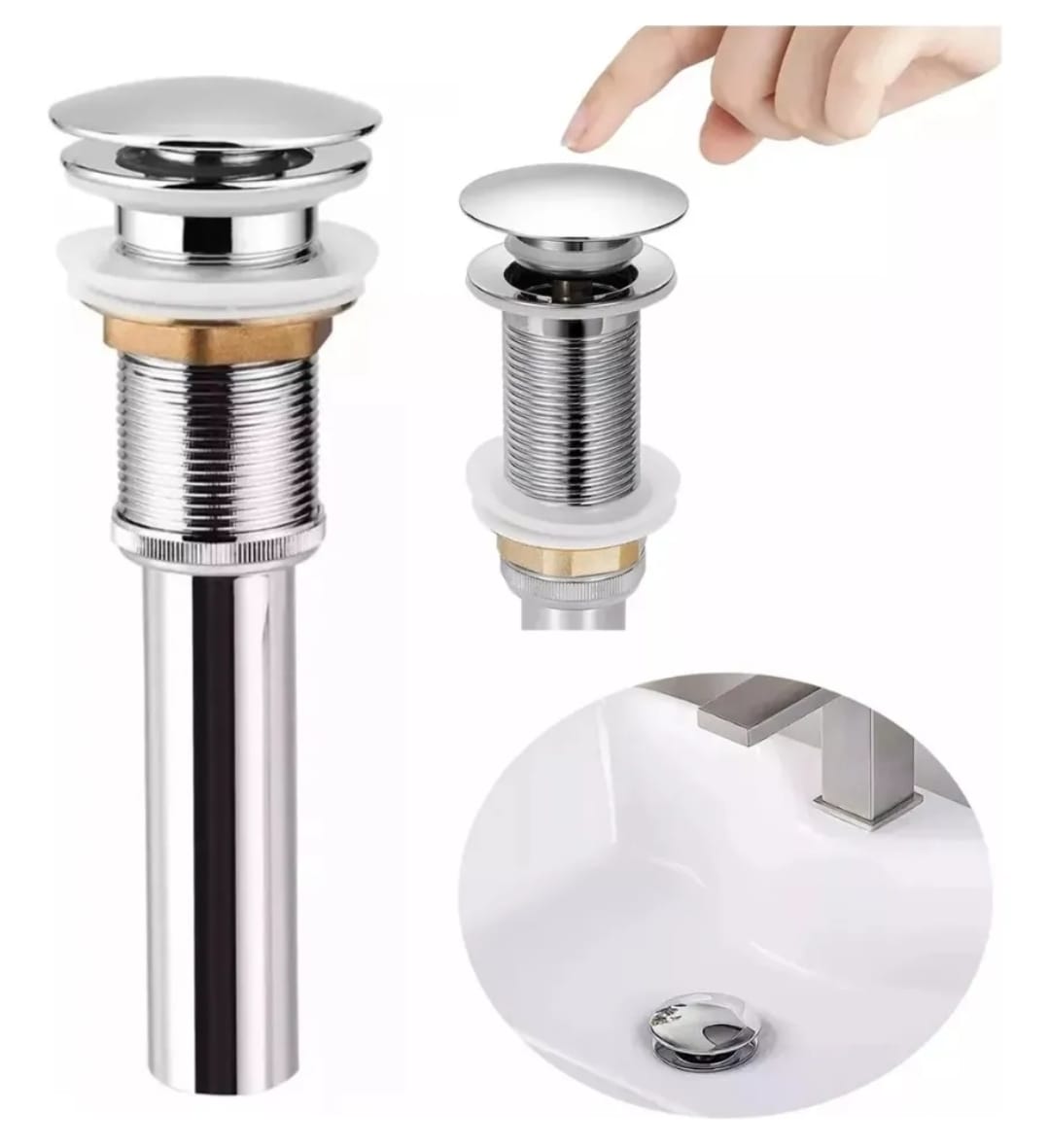 Metal Desague Tapon Contra Push P Lavabo Baño sin Rebalse