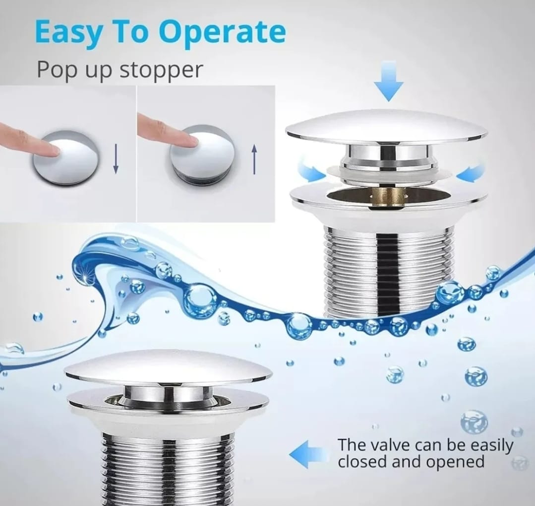 Metal Desague Tapon Contra Push P Lavabo Baño sin Rebalse