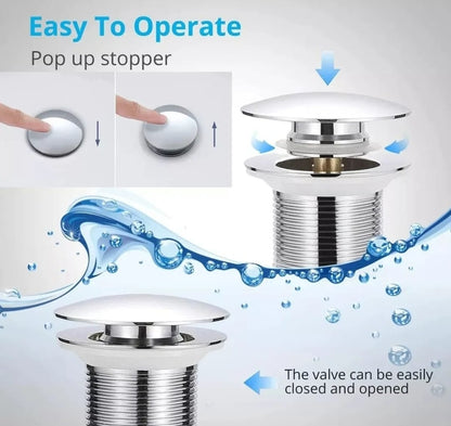 Metal Desague Tapon Contra Push P Lavabo Baño sin Rebalse
