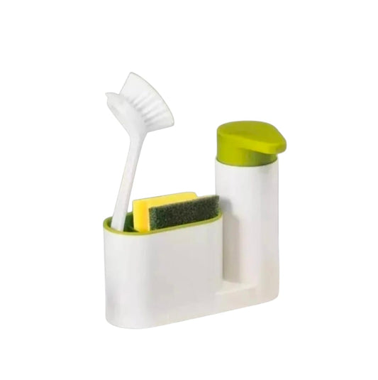 Dispensador Jabón Líquido Lavalozas Lavaplatos Porta Esponja Blanco
