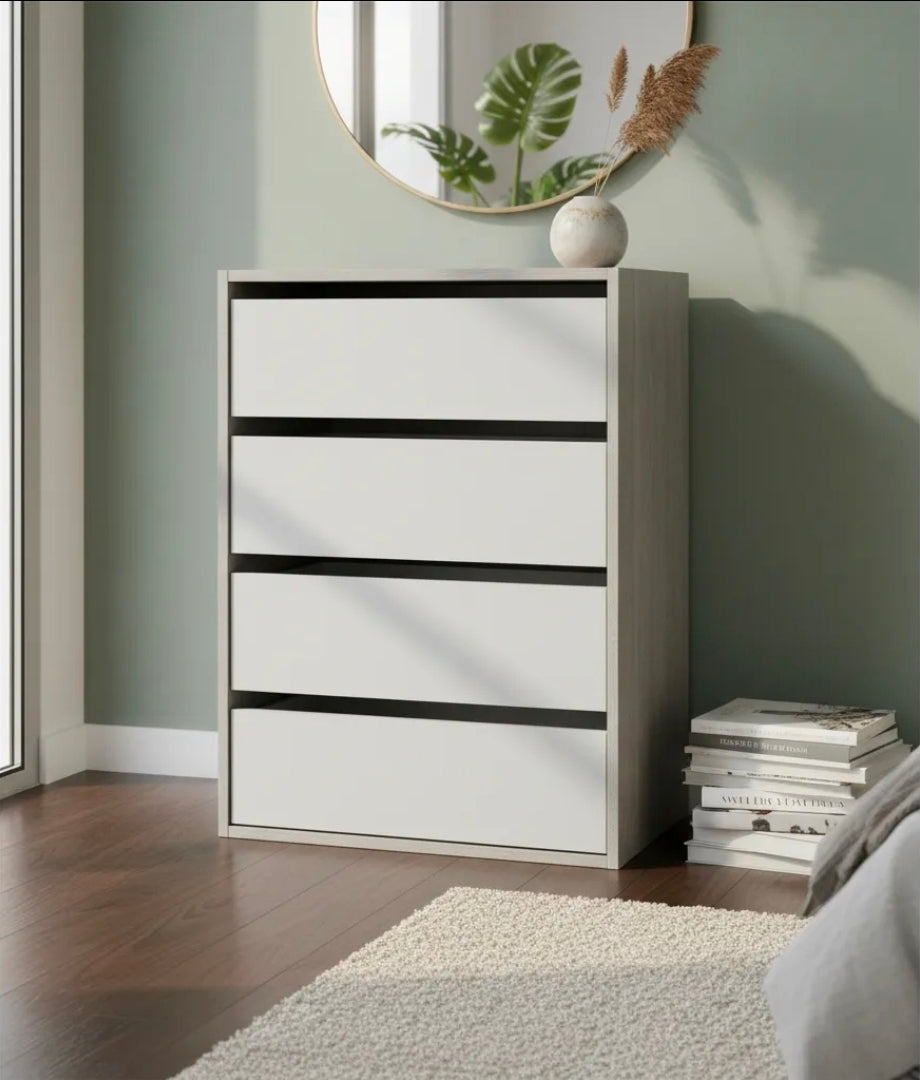 Mueble Cómoda Cajonera Bicolor 4 Cajones